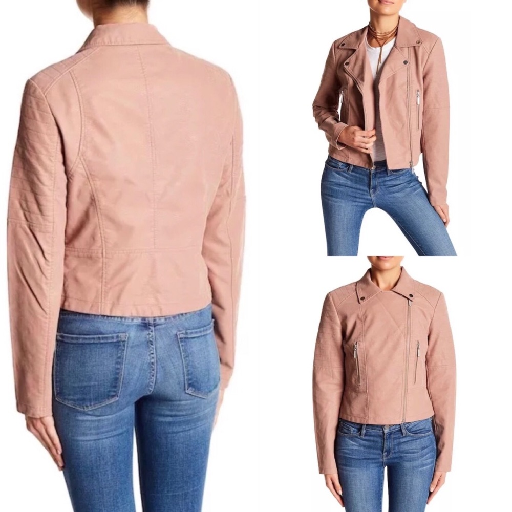 ✨WILD PEARL FAUX LEATHER MOTO JACKET (L)✨ - Picture 2 of 8